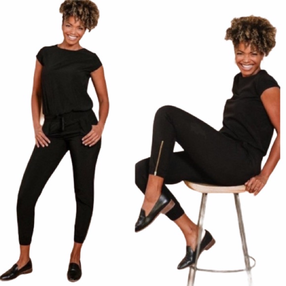 Albion Fit Black Short Sleeve Jumpsuit